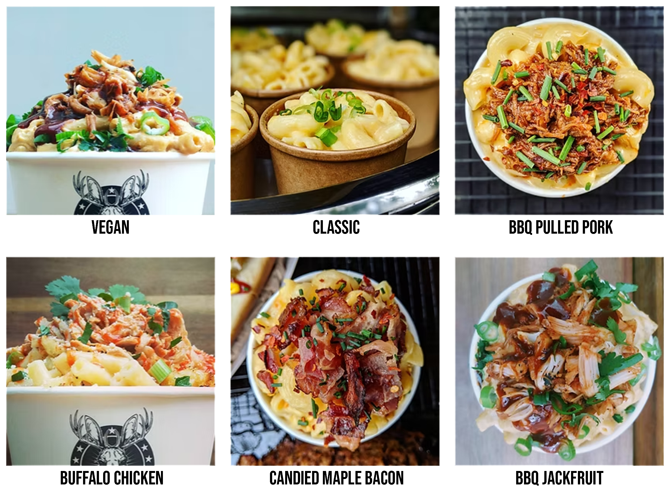 mac n' cheese topped with bbq pulled pork, bacon fried in maple syrup, buffalo chicken, vegan bbq jackfruit, and other tasty vegan and vegetarian menu items. We provide wedding, corporate and festival catering throughout London, the midlands, west midlands